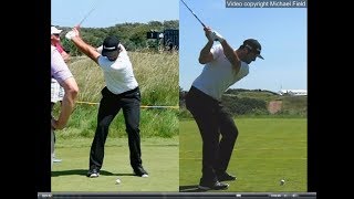 Jon Rahm golf swing  Long Iron faceon amp downtheline July 2017 [upl. by Mirabel]