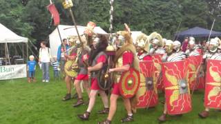 Roman Reenactment at the Amphitheatre in Caerleon Marching In [upl. by Aelsel923]