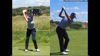 Justin Thomas golf swing  Long Iron faceon amp downtheline July 2017 [upl. by Assiled]